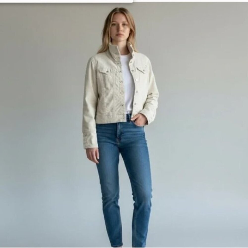 Foxy Jeans - Cream Cord Funnel Neck Crop Jacket